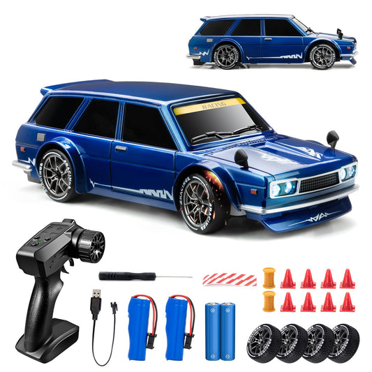 Nowzeth RC Drift Car, 1/24 Remote Control Drift Car for Adults Kids, 20KM/H 4WD Low/High Speed RC Cars with LED Lights, Extra Drifting Tires, Vehicle for Boys Girls Beginners Indoors Outdoors Blue