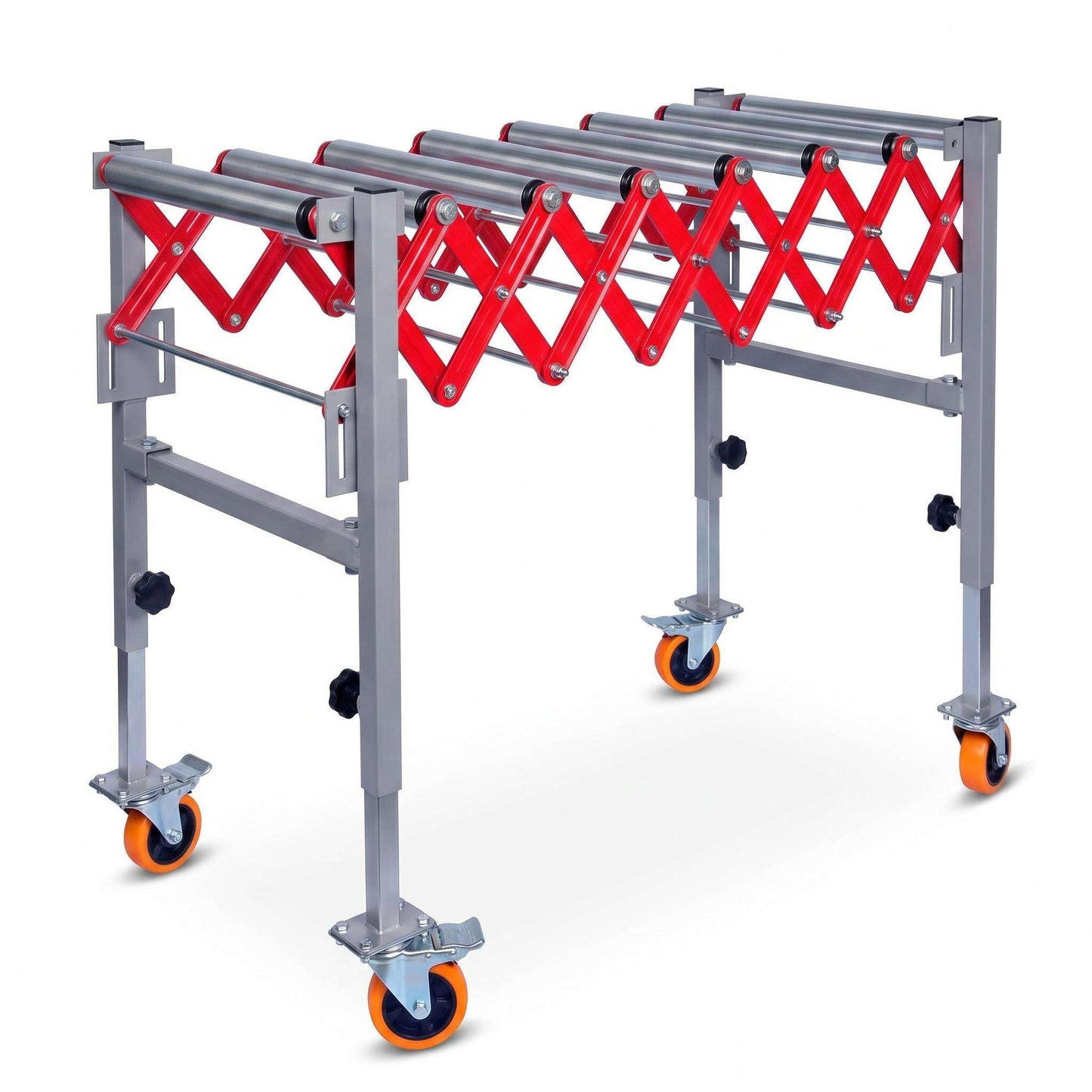 Expandable Roller Conveyor, Portable Material Handling Stand with Locking Casters, 27.5''-43'' Adjustable Height, 600 lbs Capacity Roller Conveyor for Packing Shipping and Roller Conveyor Support