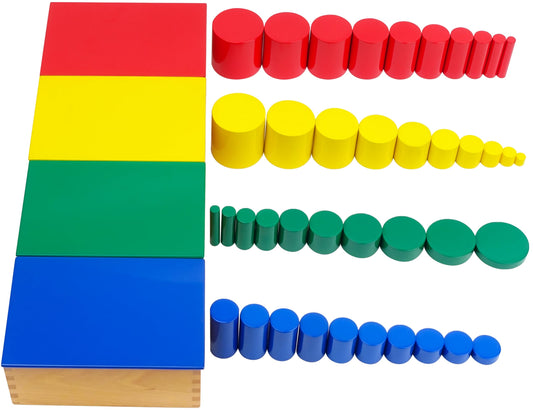 Hidoggy Montessori Knobless Cylinders(Set of 4), Early Educational Material Sensorial Toy for Toddler 3+, Preschool Learning for Kids Boy Girl Gift