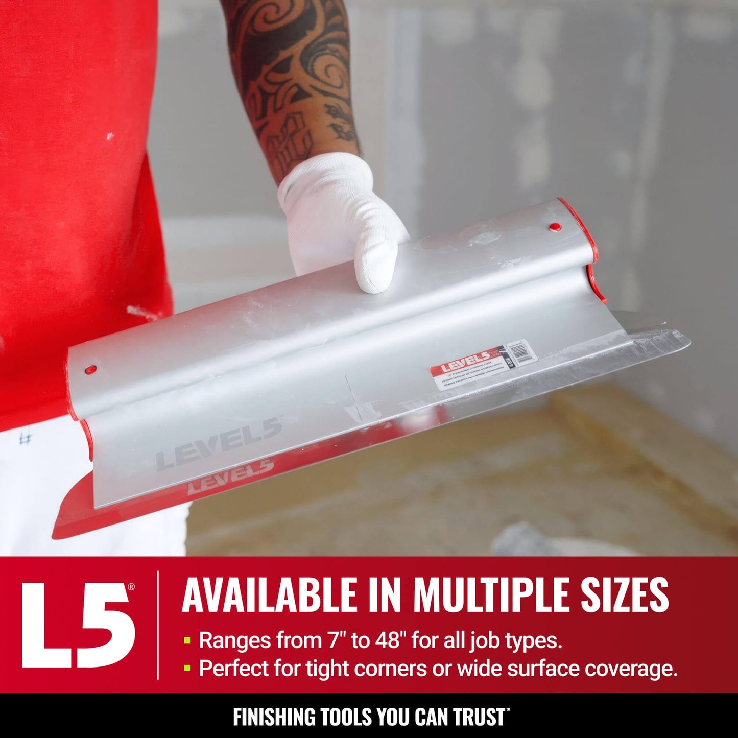 LEVEL5 48-Inch Skimming Blade | Precision 0.3mm German stainless steel blade insert (replaceable), ergonomic aluminum blade profile | 4-948