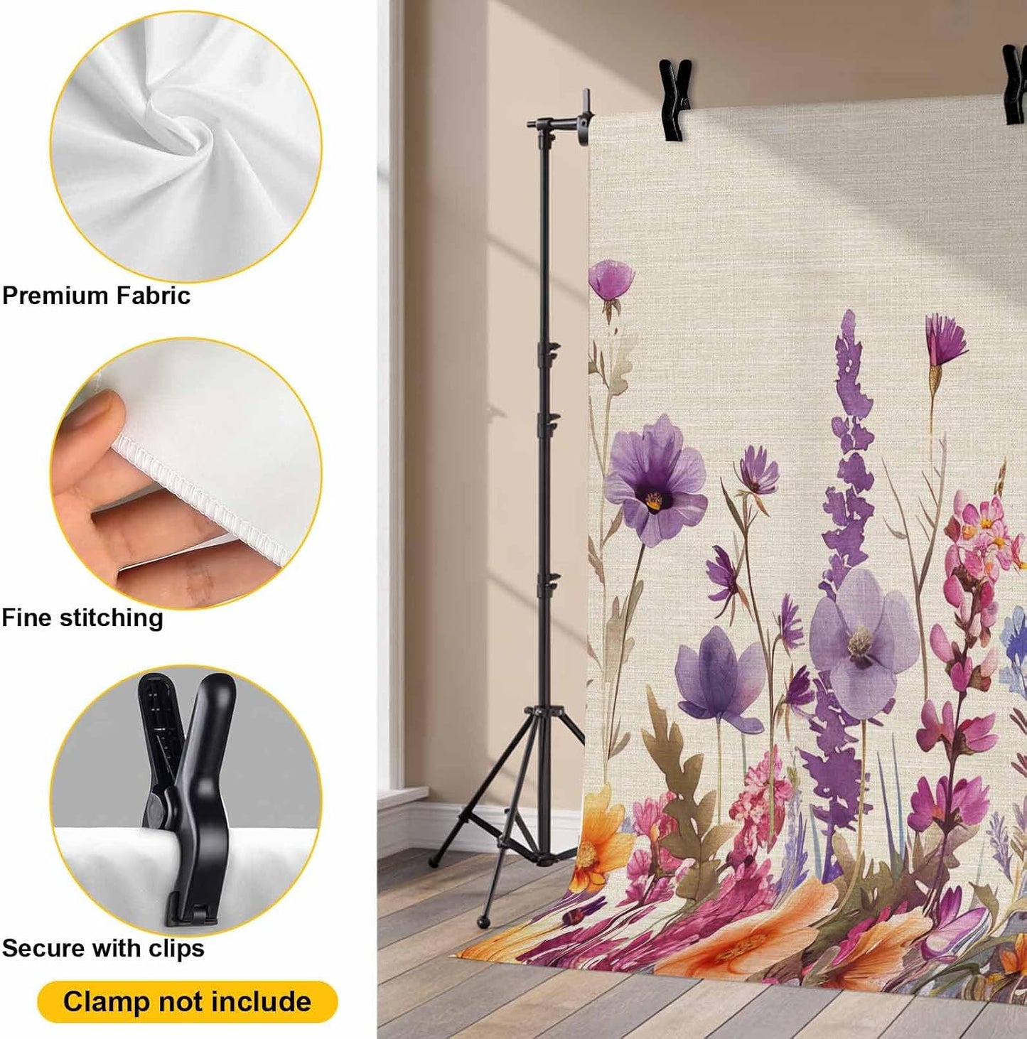 Vyrn Klynt Country Decor,12x8ft Flower Purple Lavender Plant Photography Backdrop for Portrait Photo,Photoshoot