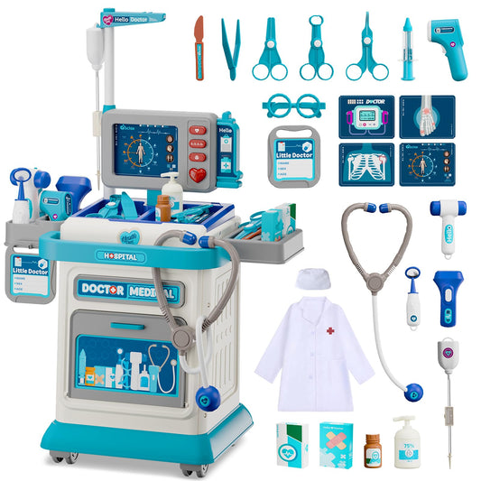 AuroTops Doctor Kit for Toddlers 3-5, 26 Pcs Doctor Play Set for Kids Ages 3-8,Role Play Toy Medical Cart Doctor Toys Educational Toys for Boys & Girls Birthday Gifts