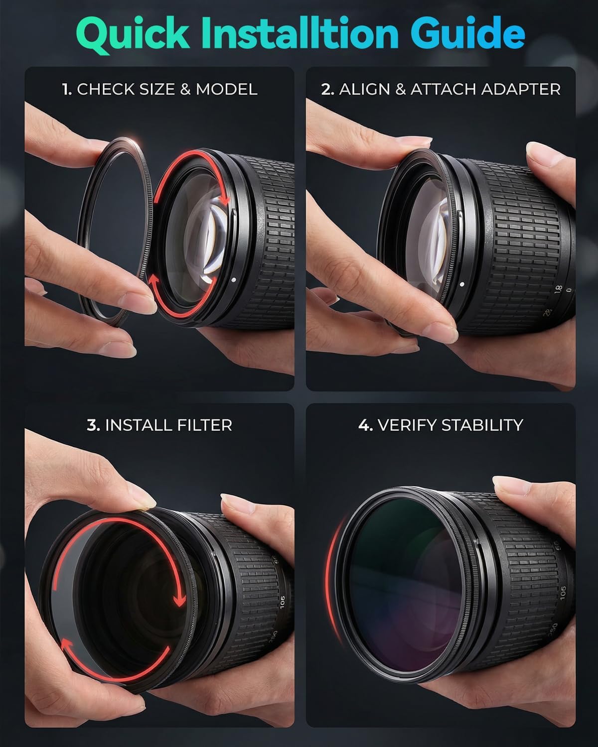 JOYTOLIN 62-77mm Metal Step-Up/Down Ring Adapter Compatible with Mirrorless Cameras DSLR Lens, UV CPL ND Filter Thread