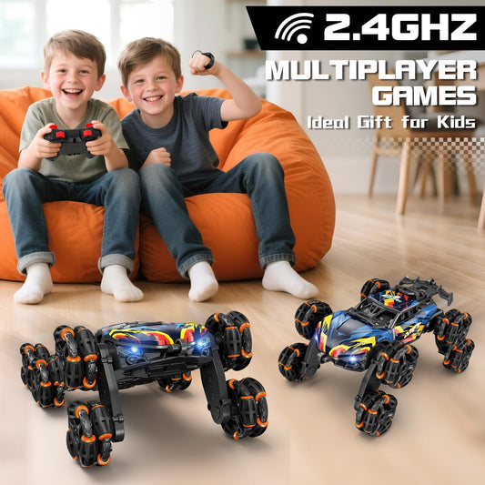 8 Wheels Hand Controlled RC Stunt Car Toys for Kids Ages 6 7 8-12 13 14 Year Old - 2.4Ghz Gesture Sensing Remote Control Cars for Boy Girl Birthday - Cool Spray & Lights & Music Climbing Stunt