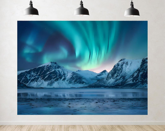 TryKid 10x10ft Frozen Aurora Borealis Backdrop Tundra Norway Polar Colorful Night Sky Forest Northern Lights