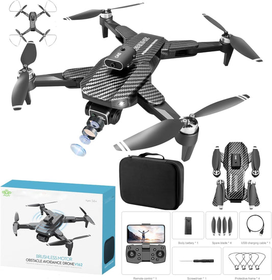 4K Dual-Camera Drone with GPS for Adults & Teens - Foldable RC Quadcopter with Auto Focus, 30 Mins Flight Time, Follow Me, Waypoint Flight, Headless Mode, 6-Axis Gyro, One-Key Emergency Stop - Black