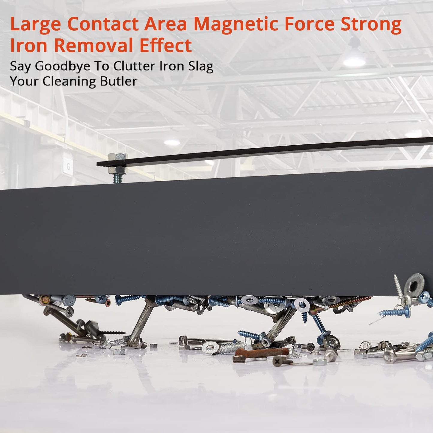 Garvee Hanging Magnetic Sweeper 60 in Heavy-Duty Magnet Sweeper, Nail Magnet Sweeping Tool with 140 LBS Lifting Capacity, 2 Eye-Bolts Forklift Magnetic Sweeper Unit, Hanging Magnet for Forklift