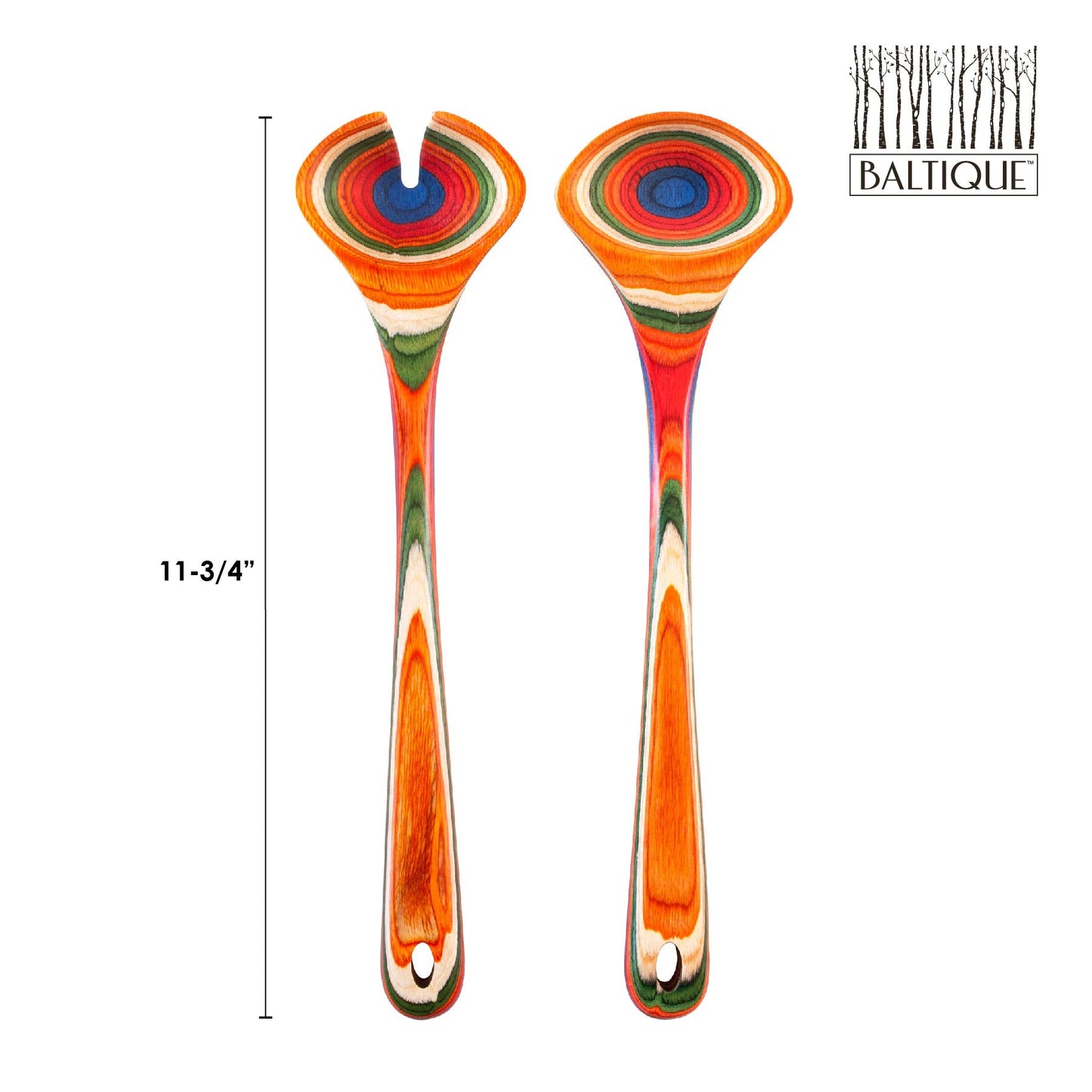 Totally Bamboo Baltique Marrakesh Collection Wooden Salad Serving Utensils Set, 11-3/4" Long
