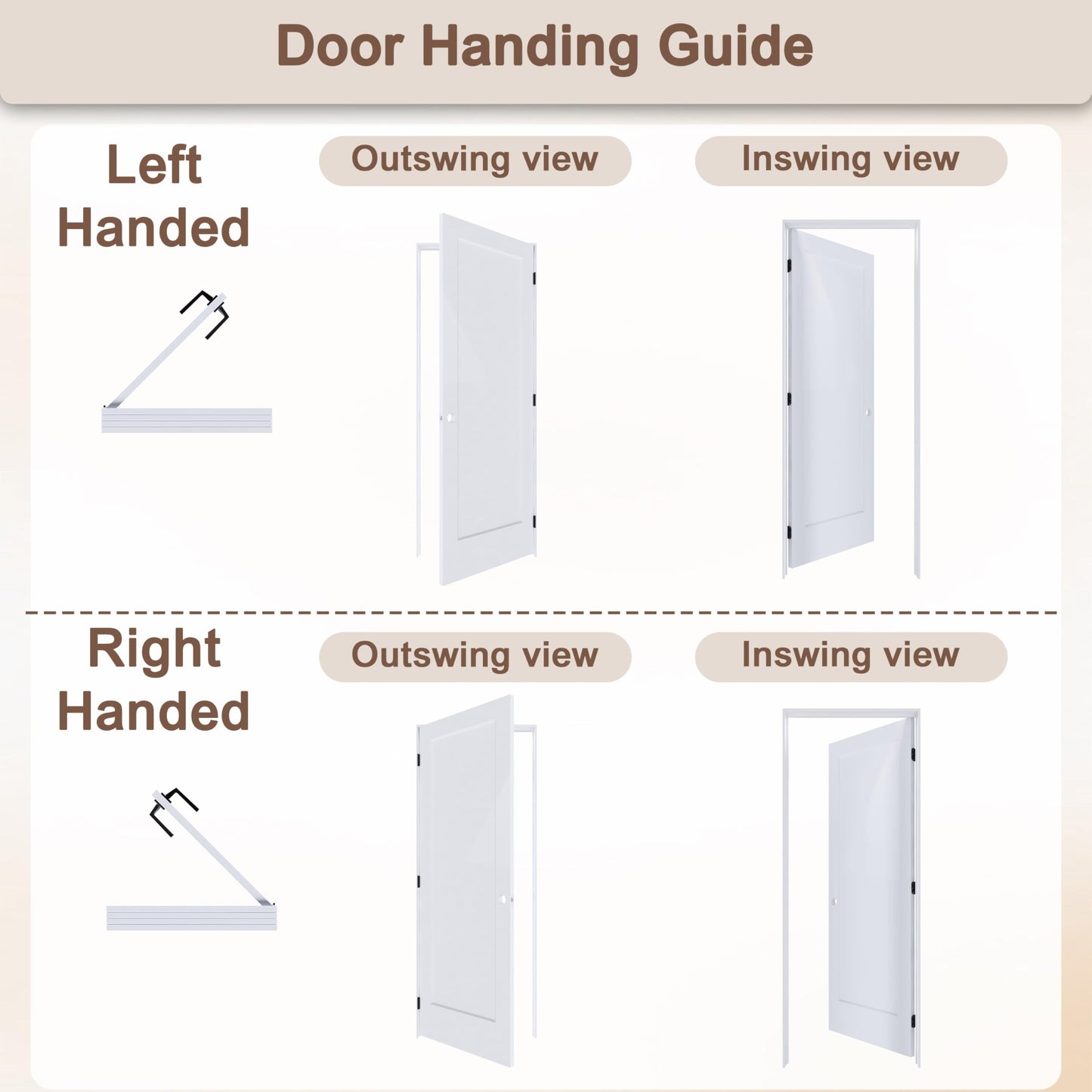 JUBEST 30"x80" Right-Hand Prehung Interior Door with Knock Down Jamb Kit & Matte Black Hinges, 1-Panel White Primed Hollow Core Molded Door Slab with Bore & Hinge Cutout, Durable & Sturdy, No Handle