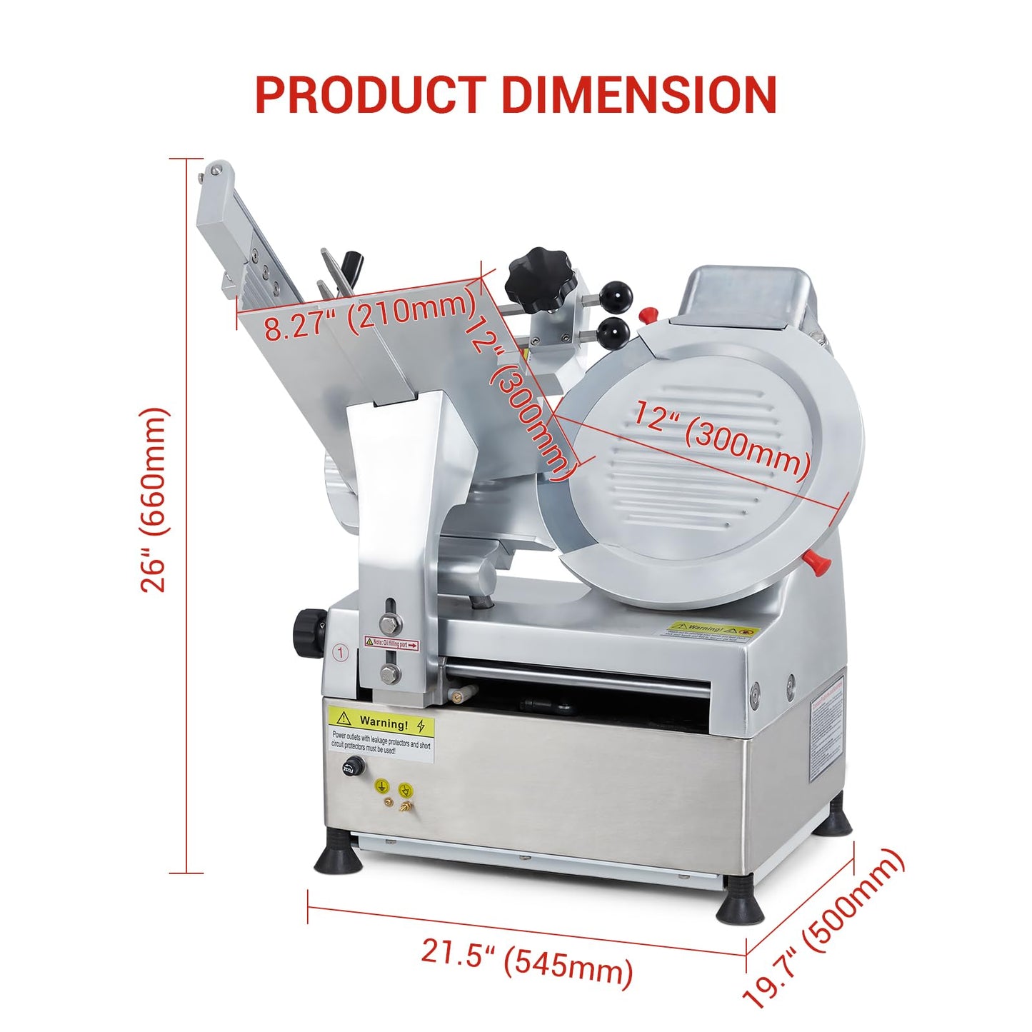 GarveeHome Commercial Meat Slicer, 550W Automatic Meat Slicer with 12 in Carbon Steel Blade, Adjustable Thickness From 0～14 mm Suitable for Commercial/Home Use