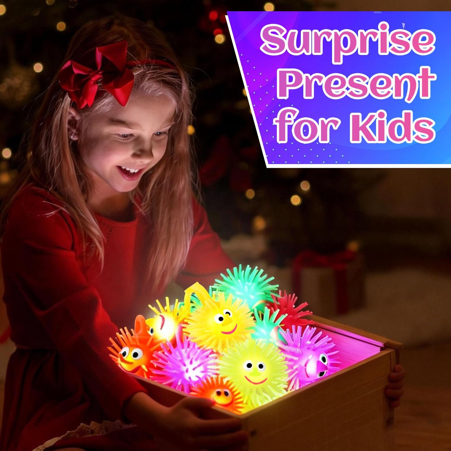 ClassyWhimsy 12PCS Light Up Balls for Kids 3.4 inch Puffer Bouncy LED Ball Flashing Sensory Glow in The Dark Toys Bulk Party Favors for Easter Basket Gifts Classroom Stuffer Sprizes Pinata Fillers