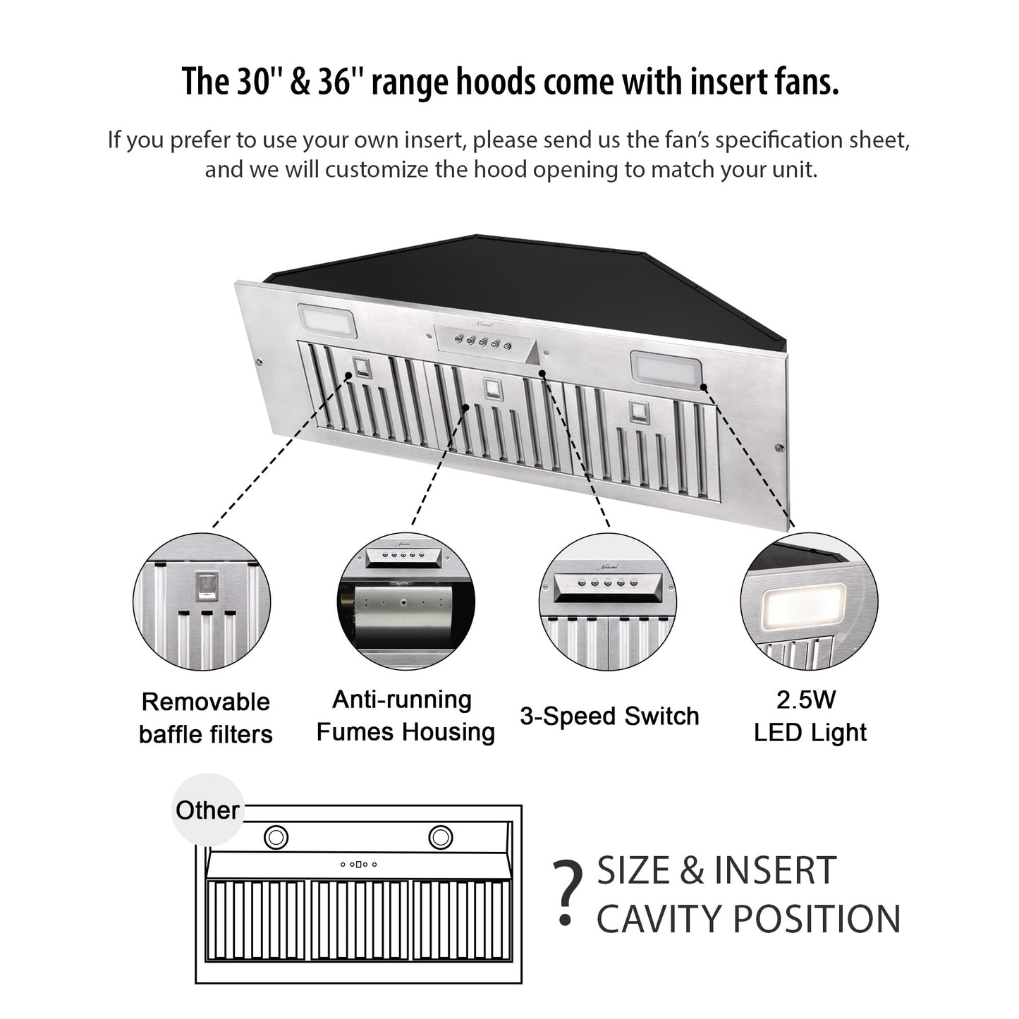 NAUXUS Custom Copper Kitchen Range Hood Cover, Handmade Kitchen Hood with Powerful Range Hood Insert, Classic Stove Vent Hood with Straps & Rivets, HCI00FT#