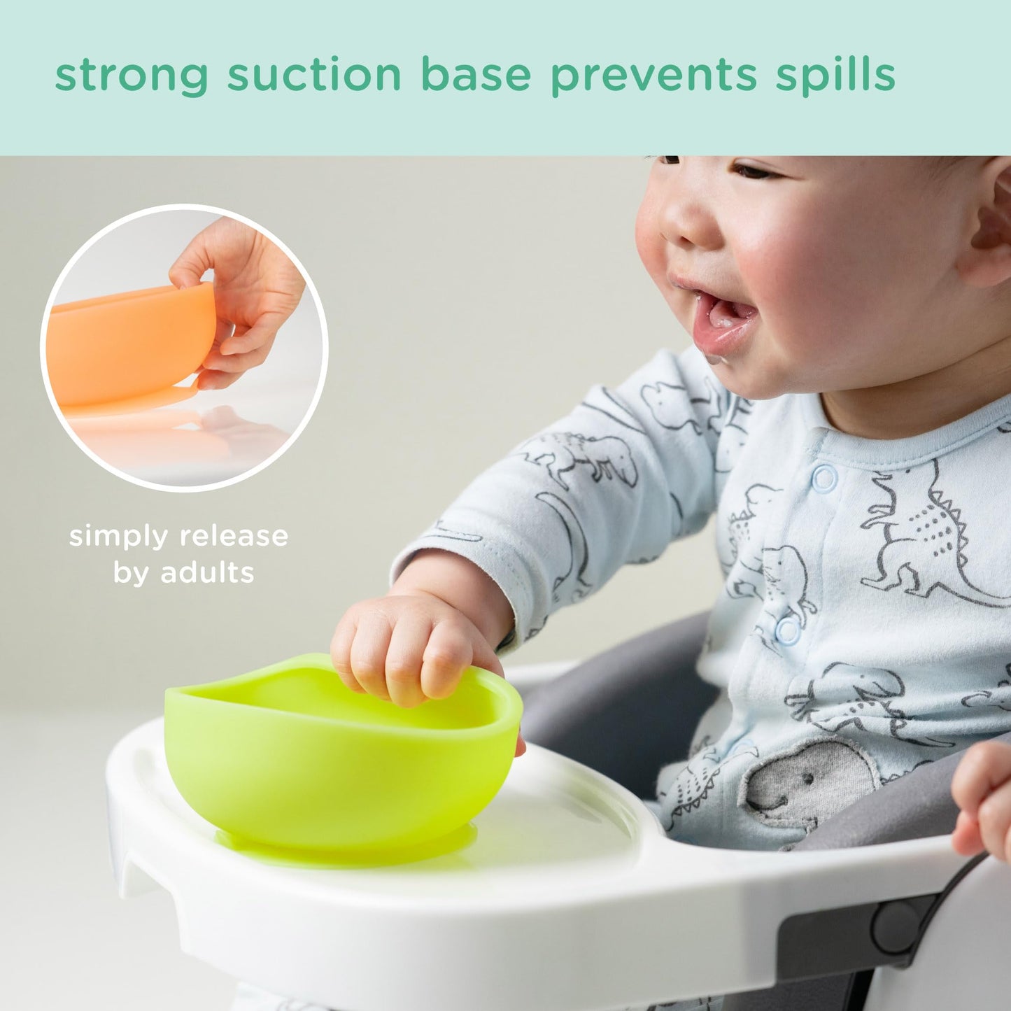 Olababy Baby Led Weaning Advanced Feeding Set – Silicone Training Spoon & Suction Bowl with Lid, BPA Free Self-Feeding Set for Babies 6+ Months (2 Piece)