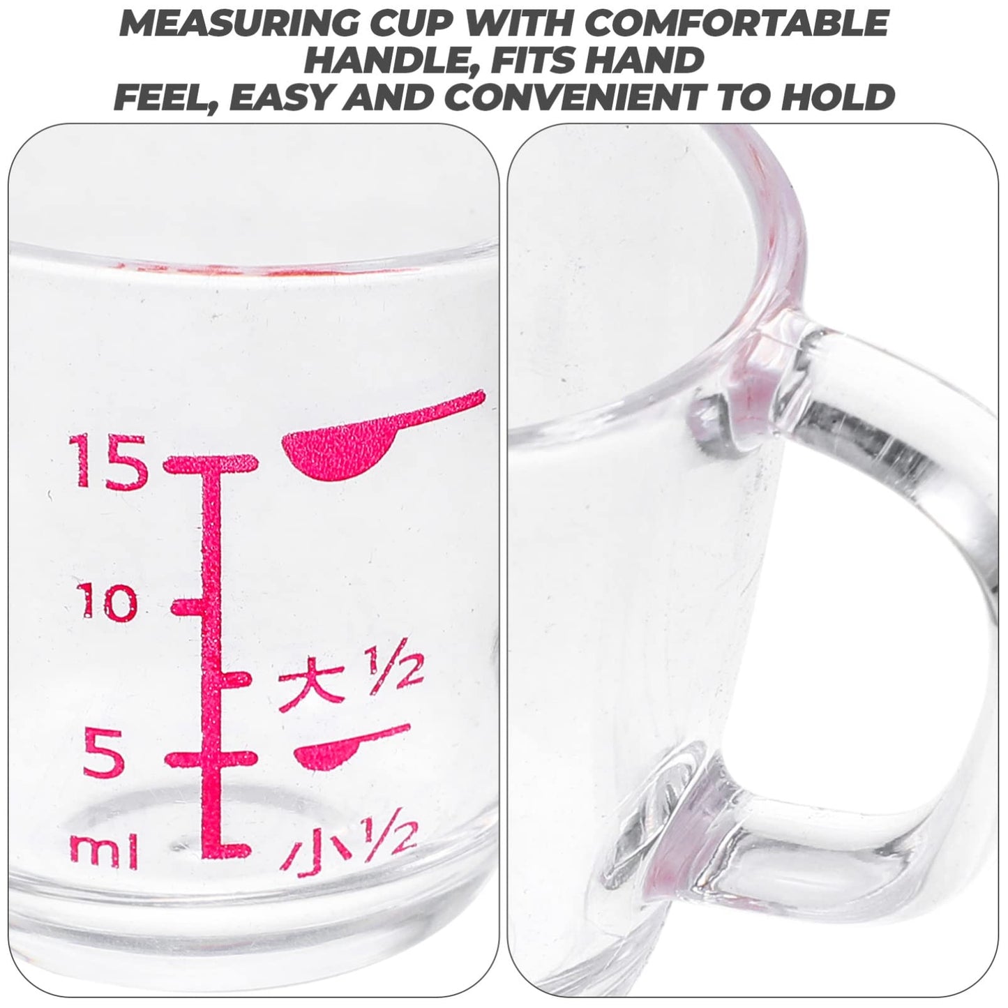 Kichvoe Small Measuring Cup with Scale 0.5Oz Plastic Graduated Liquid Measuring Cups Set of 2 for Kitchen Milk Cooking and Baking
