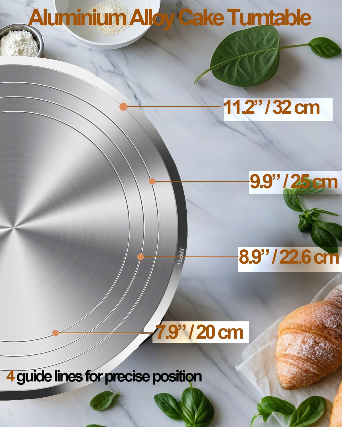Cake Turntable Aluminum Alloy Revolving, Yizish 12 inch Rotating Cake Stand Decorating Kits for Baking, Pastries and Cupcakes