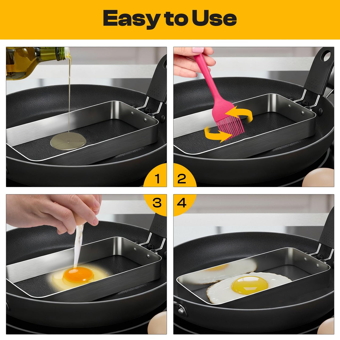 KiBcsLic Egg Griddle Cooking for Griddle Pan Muffin Omelette Rectangle, 15X6.5CM