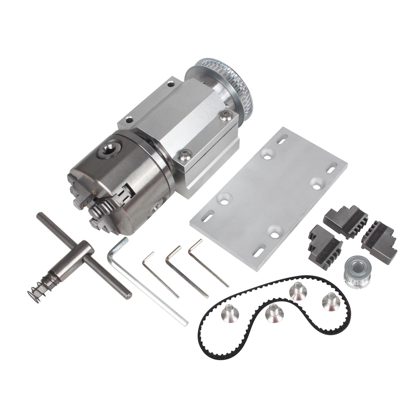 RATTMMOTOR No Powered Multi-Function Lathe Chuck Spindle Assemblies Rotary Lathe Woodworking Motor Chuck 80mm for CNC Lathe Grinder Drilling Machine Table Saw (4 Jaw 80mm)