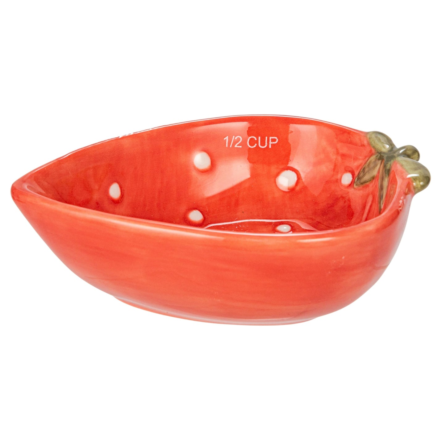 Creative Co-Op Hand-Painted Strawberry Stoneware Measuring Cups, Red and White, Set of 4