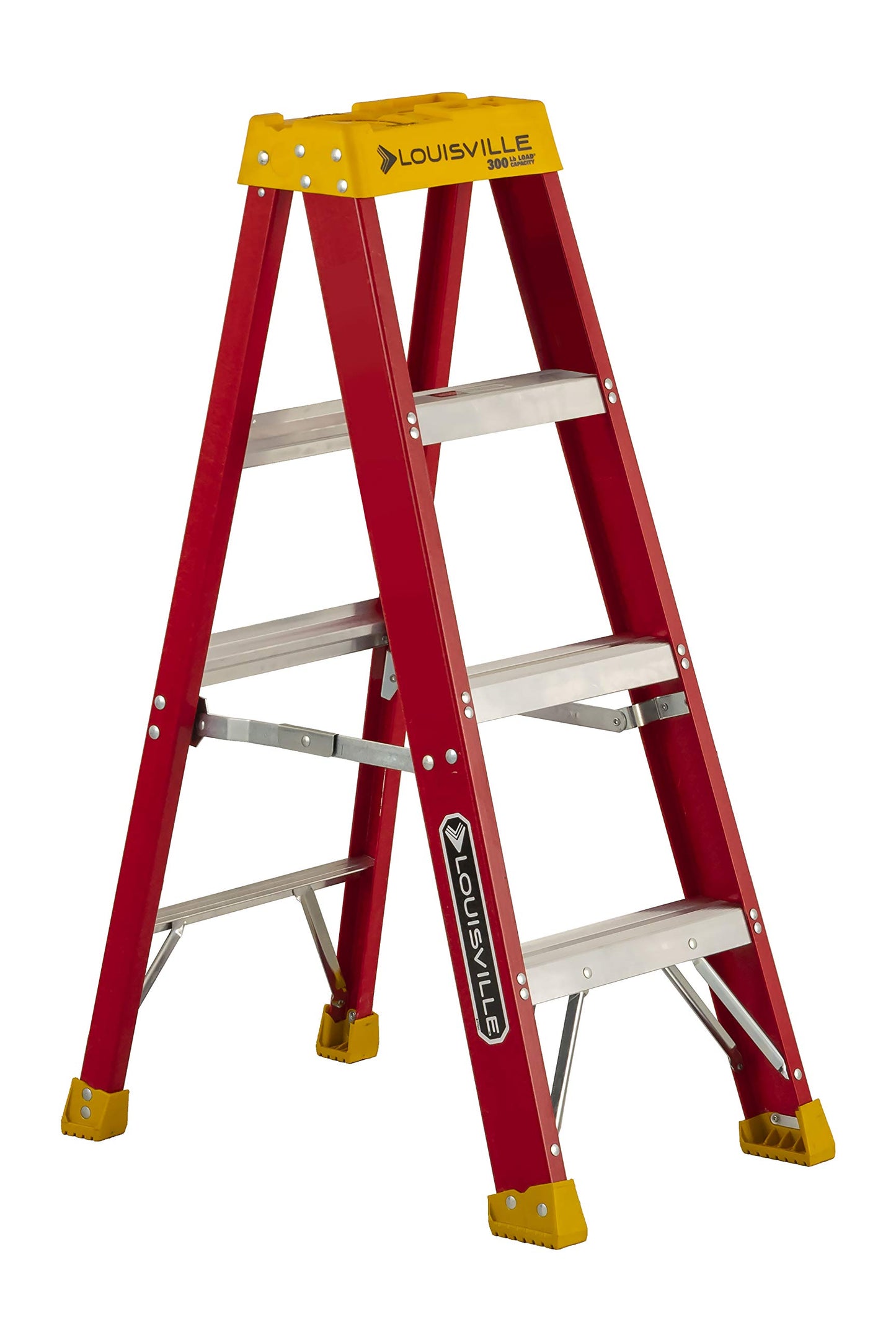 Louisville Ladder FE3216 Fiberglass Extension Ladder 300-Pound Capacity, 16-foot, Type IA, Orange and Louisville Ladder L-3016-04 Step Stepladder, 4-Feet Bundle