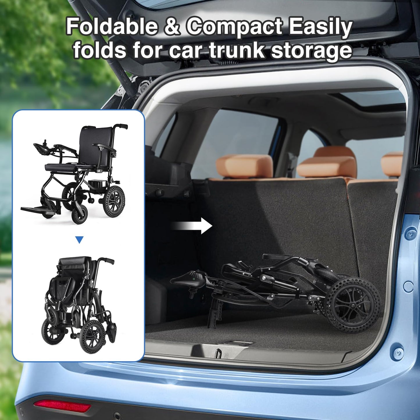 Zurcheel SLB30 Electric Wheelchairs for Adults, Lightweight Foldable Motorized Wheelchair with Removable Battery Liftable Armrest Airline Approved(30 Lbs, Grey)