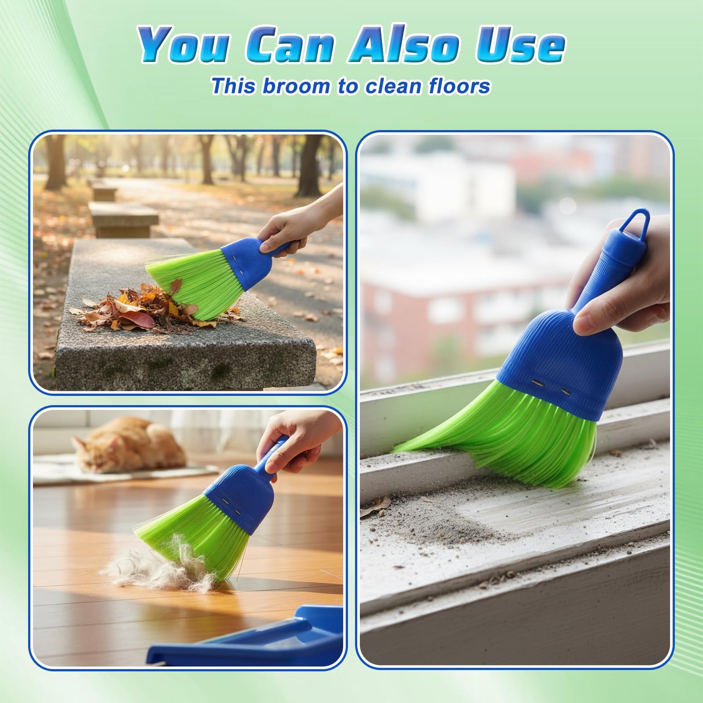 Afcabakila 6 Pcs Soft Bristle Broom, Poly Fiber Whisk Broom with Hang Hole, Handheld Brush for Indoor Outdoor Cleaning, Car, Porch, Floor, Room & Deck, Dust Dirt Remover, Compact, Easy Storage