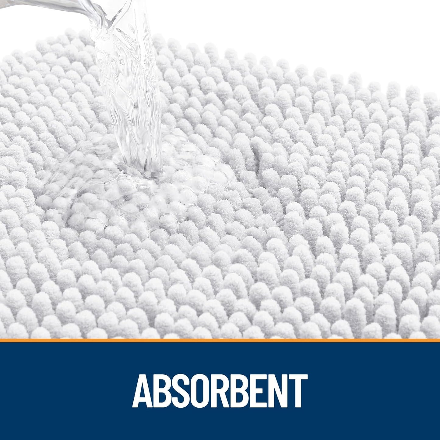 OLANLY Dog Door Mat - Absorbent Non-Slip Washable Chenille Mat for Muddy Paws | 59x32 Inches, White