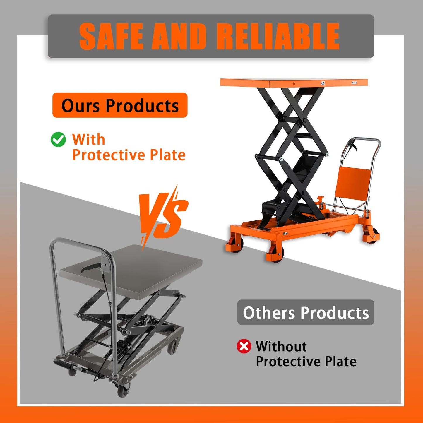 Tory Carrier Double Scissor Lift Table Cart, 330 Lbs Capacity, Hydraulic Lift Cart 43.3" Lifting Height, Manual Scissor Lift Table W/4 Wheels, Foot Pump, Elevating Hydraulic for Material Handling