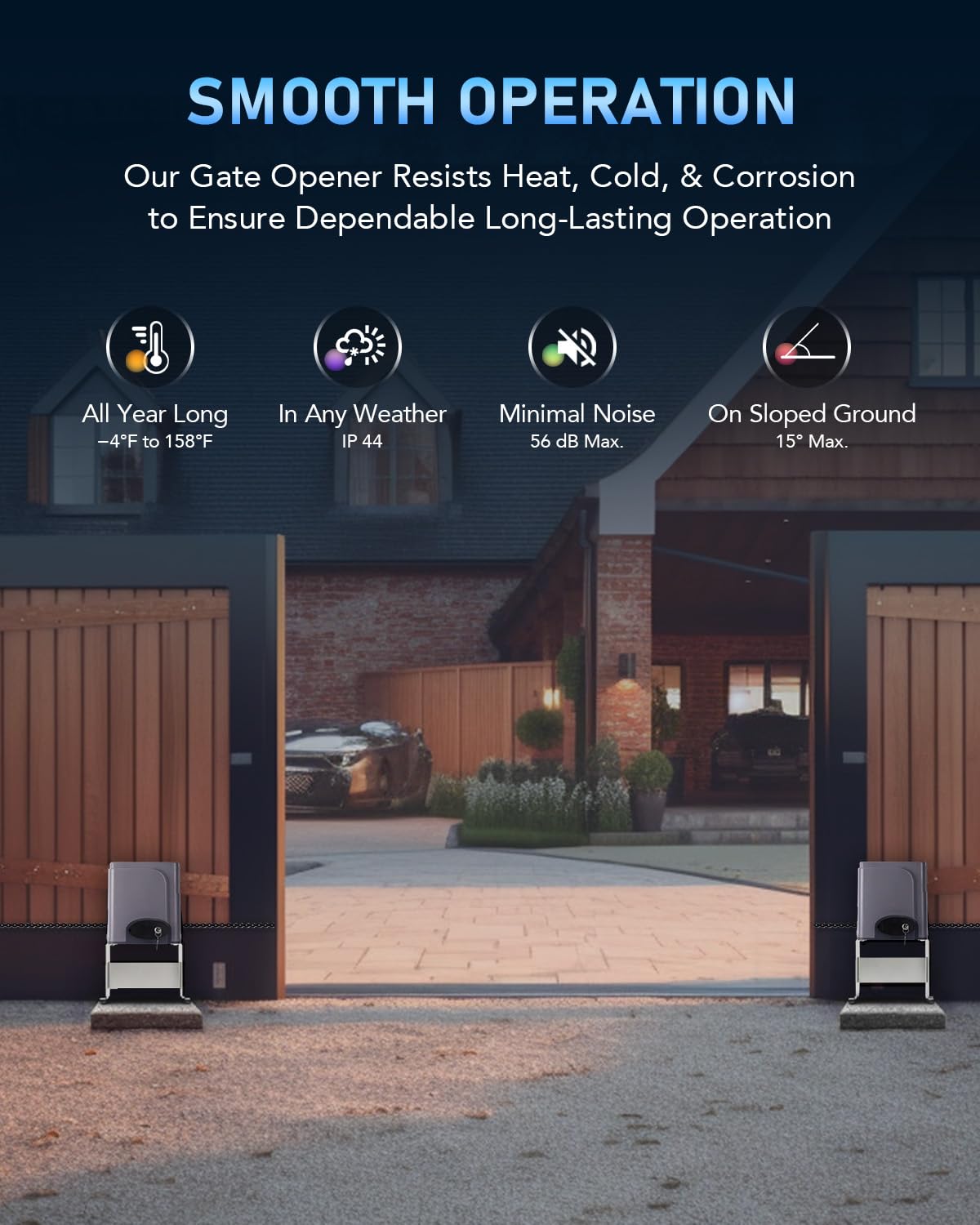 CO-Z 1400 lb Sliding Gate Opener Kit for Gates Up to 40 ft, Automatic Chain Drive Gate Motor with 2 Remote Controls & 20 ft #41 Roller Chain, 110V 280W Electric Driveway Gate Operator