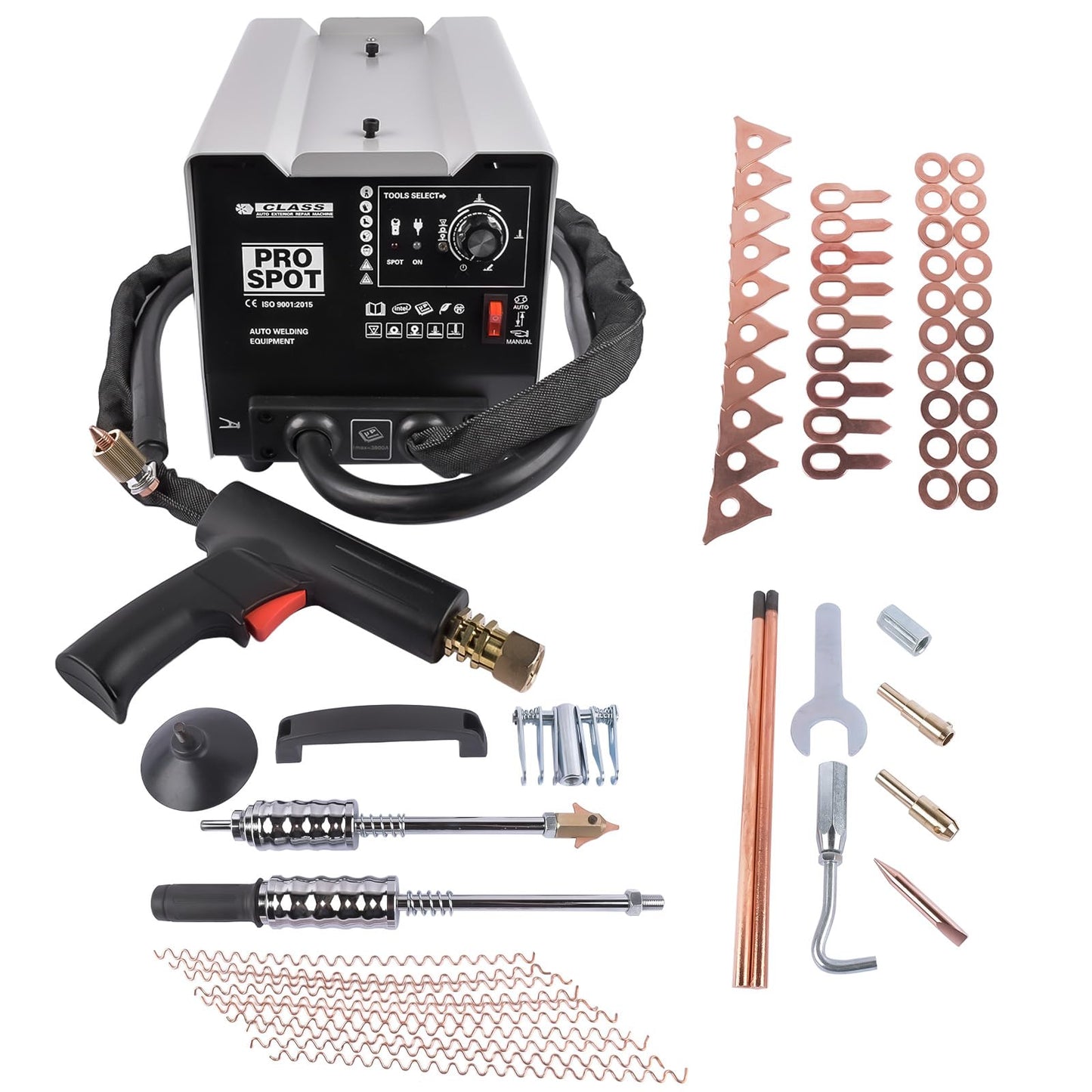 90E Stud Welder Dent Repair Kit, 110V 3000W 3800A Pro Spot Dent Puller Welder, 7 Welding Modes, Auto Car Body Dent Puller Repair Machine