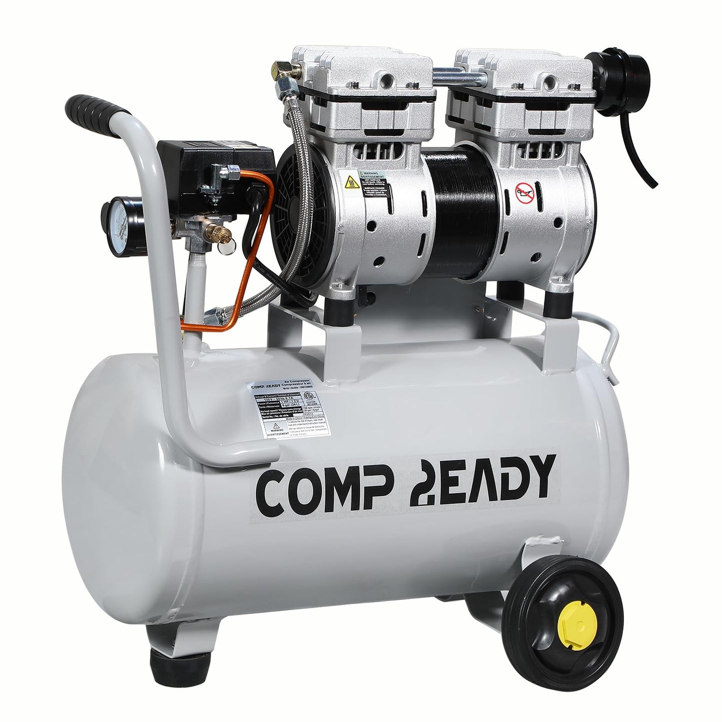 6 Gallon Portable Air Compressor 1HP 2.5 CFM@90PSI 60dB Ultra Quiet Oil Free Air Compressor Ideal for Tire Inflation Pneumatic Tool Spray Painting