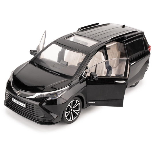 BDTCTK 1:24 Compatible for Sienna MPV Car Model, Pull Back Diecast Toy Car with Sounds＆Lights for Kids Boys Girls and Adults, Gift Black.