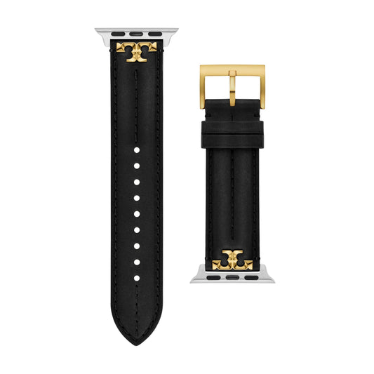 Tory Burch Women's Kira Black Leather Band for Apple Watch® (Model: TBS0107E)