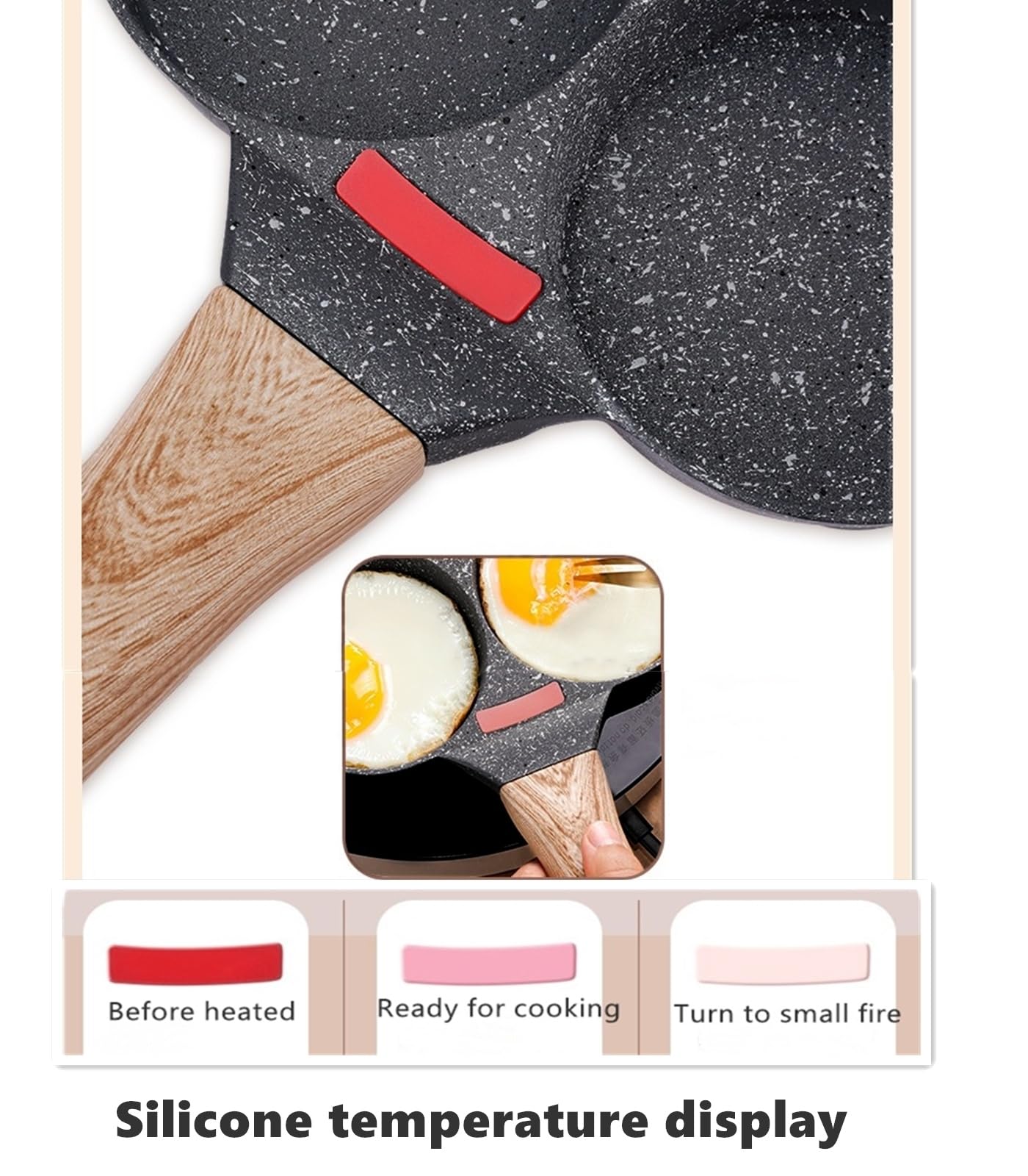 HUPECHAM Egg Pan With Lid 4-Cup Nonstick, and Healthy Granite Egg Frying Pan, Versatile Breakfast Skillet for Eggs, Pancakes, Plett, Crepes, Compatible with Gas Stove and Induction Cooktop