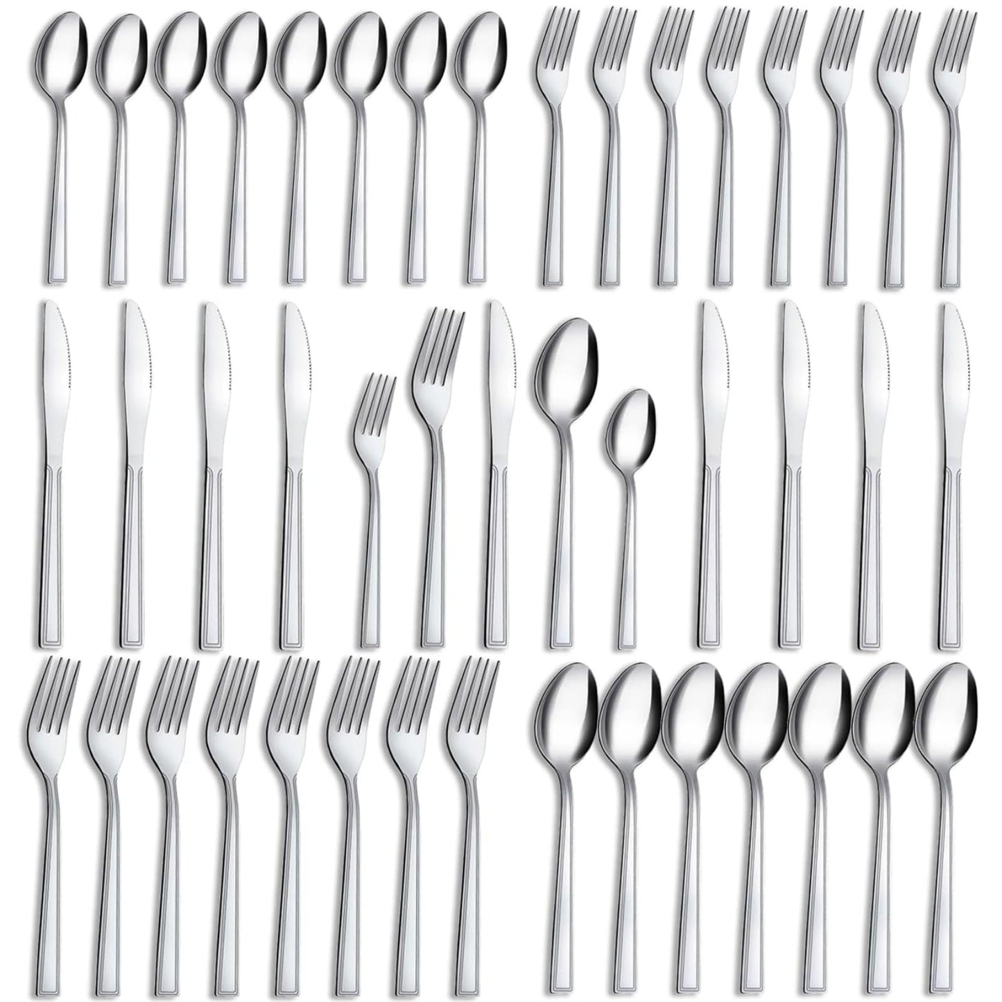 Silverware Set, Hunnycook 40-piece Silverware Set for 8, Stainless Steel Flatware Set, Include Fork Knife Spoon Set, Mirror Polished, Dishwasher Safe, Cutlery Set for Home Kitchen Restaurant Hotel
