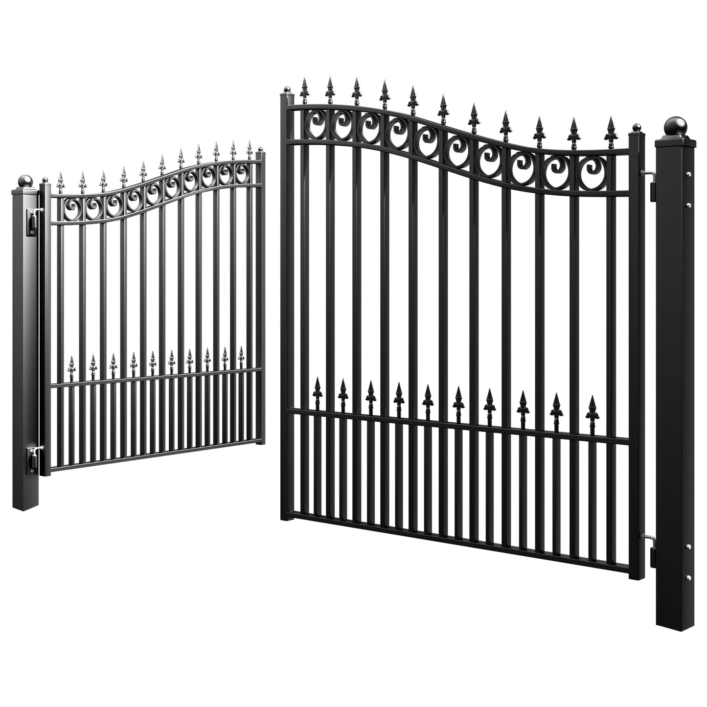 ZUMI Double-Swinging Driveway Gates, 12 x 6 feet, Heavy-Duty Driveway Fence Gates for Home Security, Weatherproof Iron Outdoor Security gate kit, Sydney Style