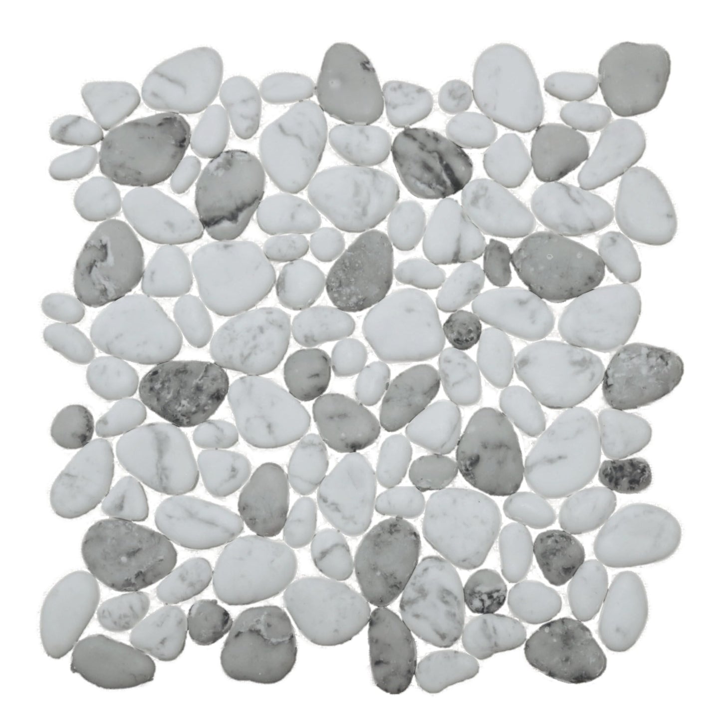 ViaAesthetic Carrara White Mixed Gray Pebble Stone Mosaic Tiles for Garage, Bathroom, and Shower Walls/Floors, Kitchen Backsplashes, Patios, Heat Areas