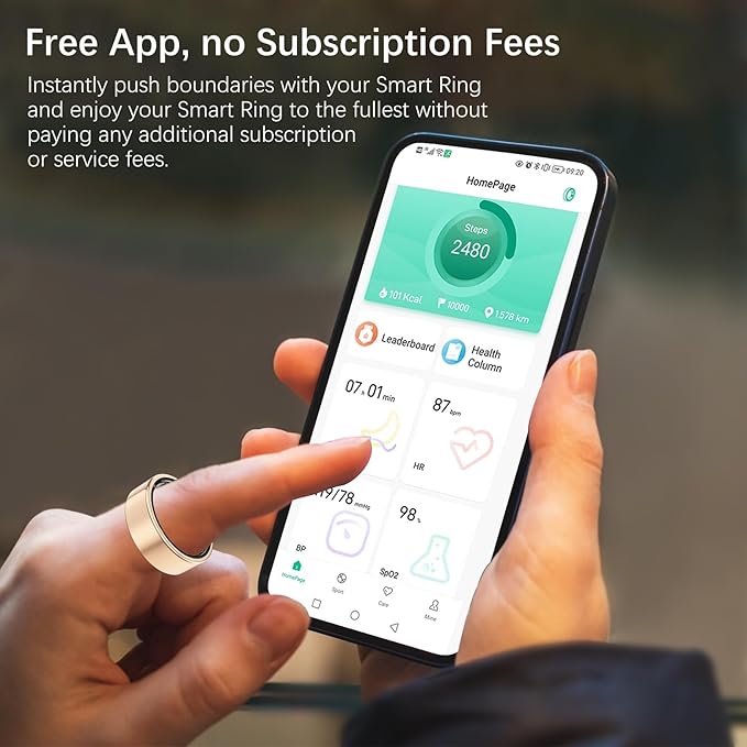 Health Tracker Ring, Smart Health Ring for Women Men with Heart Rate, Blood Oxygen, Sleep Monitor, Steps,Calories, No Subscription Fee, IP68 Waterproof Smart Ring for iPhone & Android (Rose Gold, 14#)