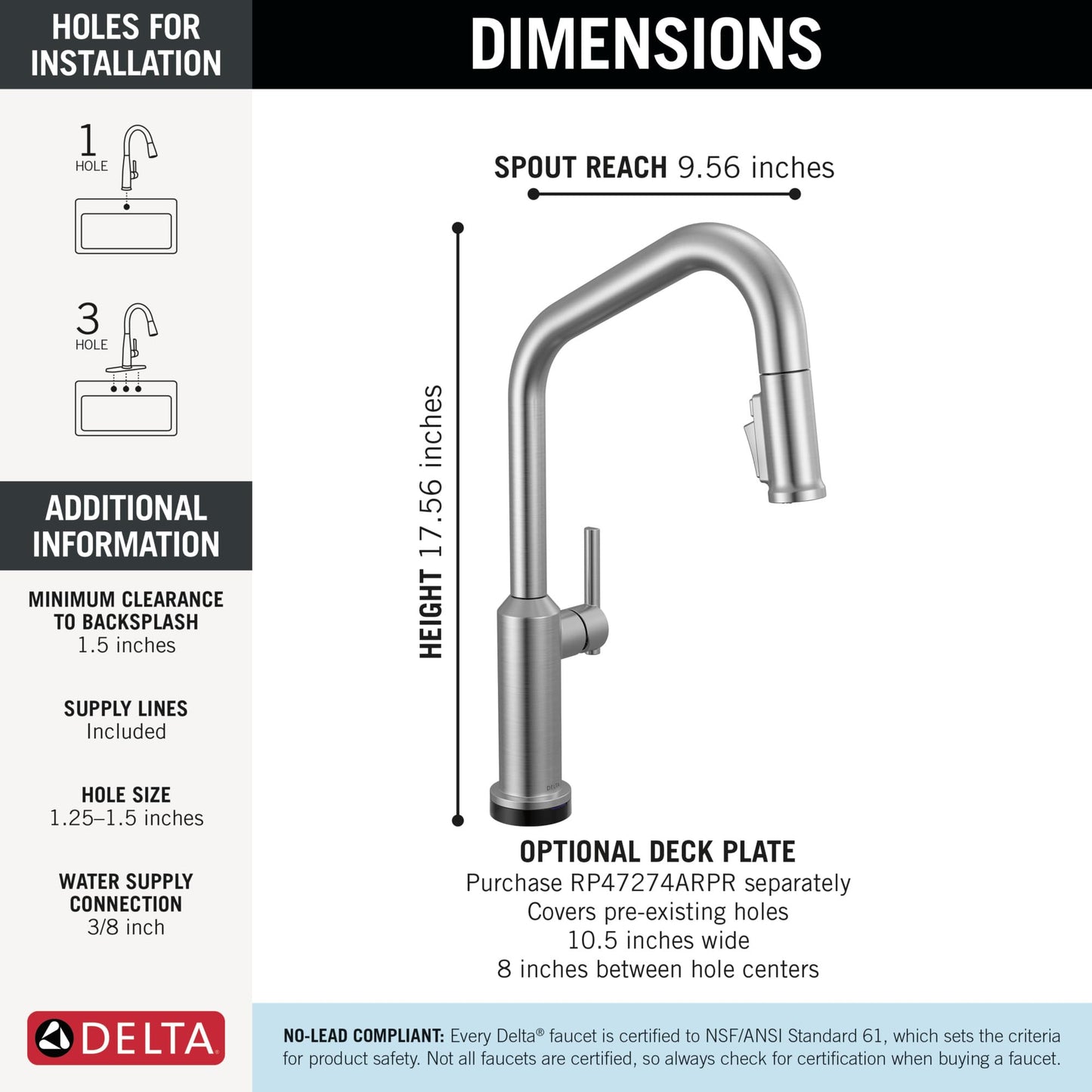 Delta Cordova Touchless Kitchen Faucet with Touch Technology, Brushed Nickel Kitchen Sink Faucet with High Pressure ProClean Spray, Single Hole, Lumicoat Arctic Stainless 9085TL-AR-PR-DST