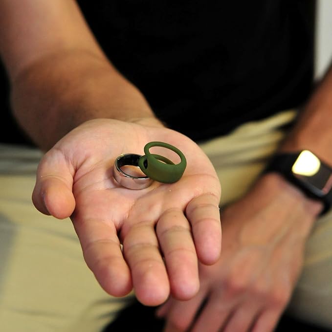 Rinfit Smart Ring Protector - Silicone Ring Enhancer for Active Lifestyle and Gym - StyleFit U.S. Design Patent - Green, Size 8