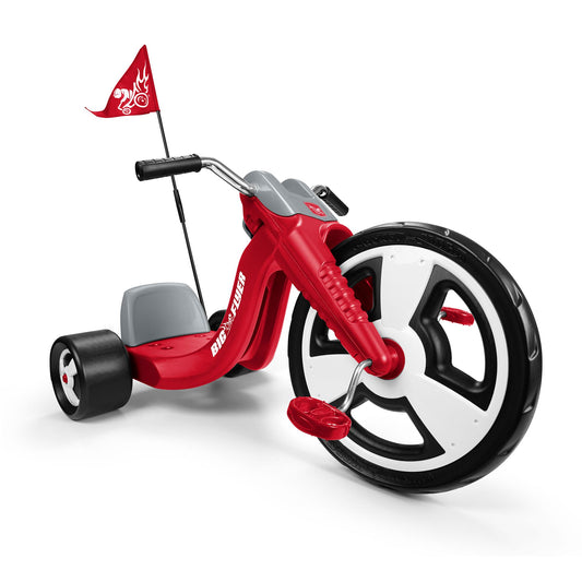 Radio Flyer Big Flyer Sport, for Kids 3-7, Chopper-Style Tricycle with 16-Inch Front Wheel, Adjustable Seat, Chrome Handlebars, Removable Racing Pennant, Performance Grip Tread, Tricycle for Kids
