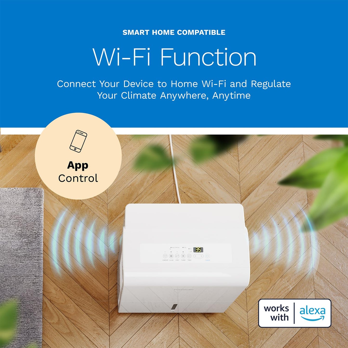 hOmeLabs Dehumidifier 7,500 Sq Ft Wi-Fi with Pump (50 Pint MAX 120 Pint at 95°F, 90% RH) for Home, Office, Basements with Powerful Moisture Removal, Humidity Control, Auto Shut-off, Quiet Operation