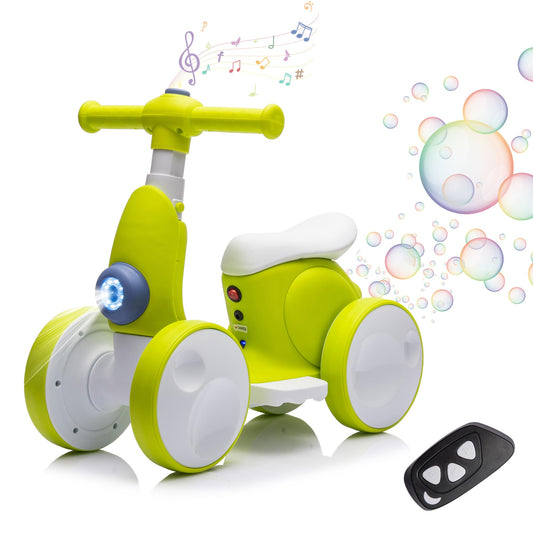 6V Electric Baby Balance Bike for 1 Year Old Boys Girls Ride on Toys 12-36 Months Toddler Balance Bike, 4 Wheels Kids First Bike with Remote Control First Birthday Gifts- Cyan