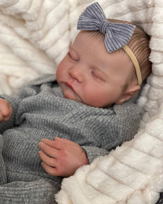 FOCKOF Realistic Reborn Baby Dolls Girl 17-Inch Soft Vinyl Lifelike Real Life Baby Dolls Babe Reborn Accessories for 3+ Years Old (Gray)