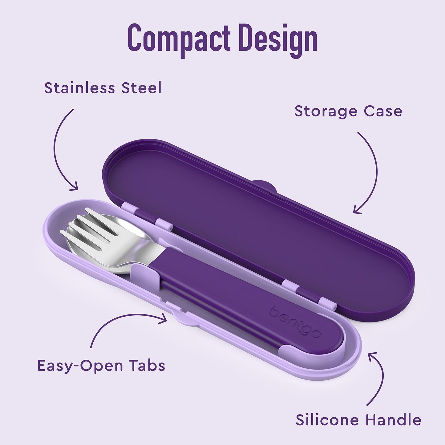Bentgo Kids Stainless Steel Utensil Set - Reusable Fork, Spoon & Storage Case, PFAS- & BPA-Free, Easy-Grip Handles, Lightweight, Dishwasher Safe, School Lunch, Travel & Outdoors (Unicorn)