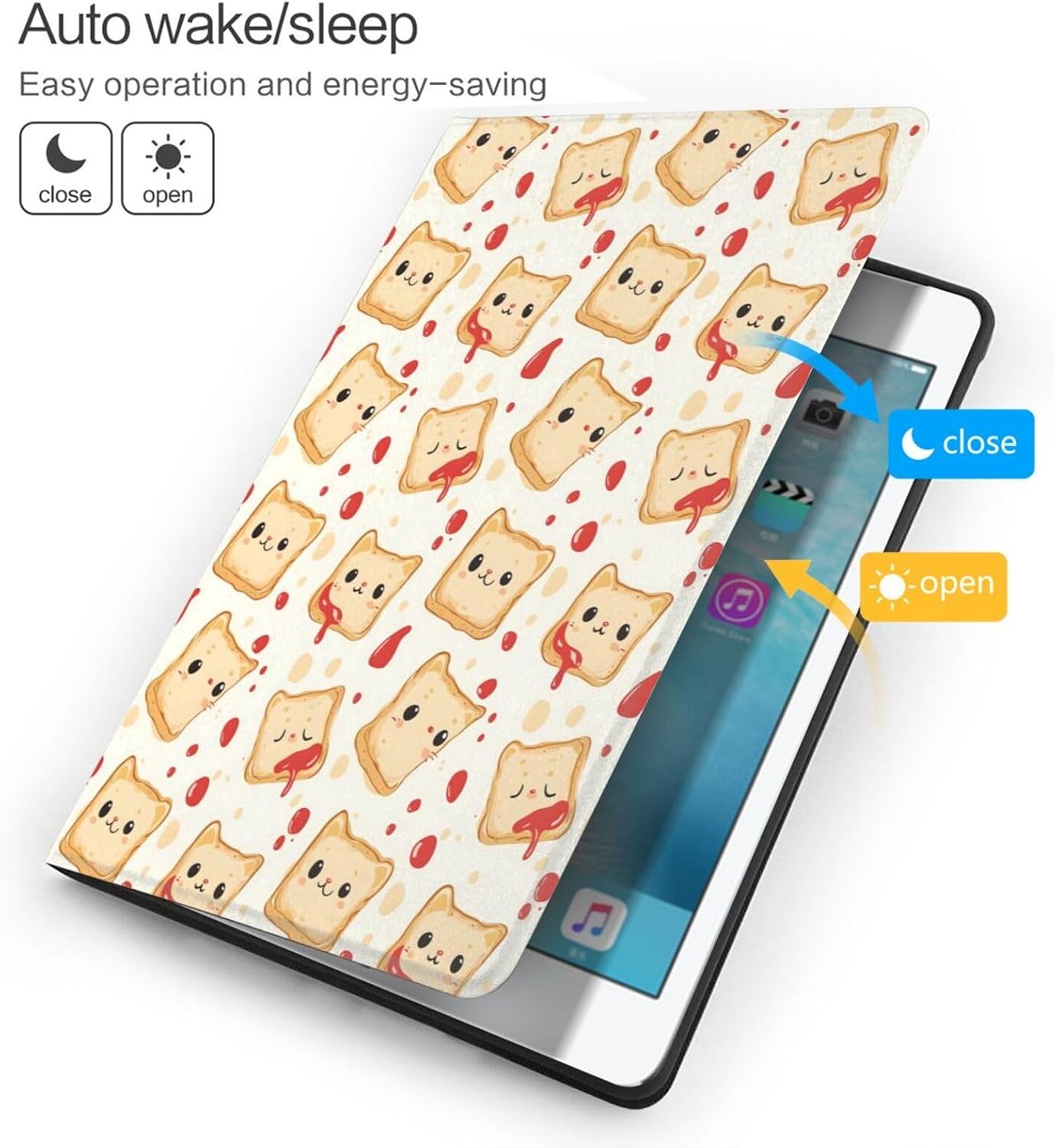 TZTTZT 9th/8th/7th 10.2 Inch Cute Ketchup Bread Print Compatible with ipad Generation Case Cover, Cute Unique Tablet