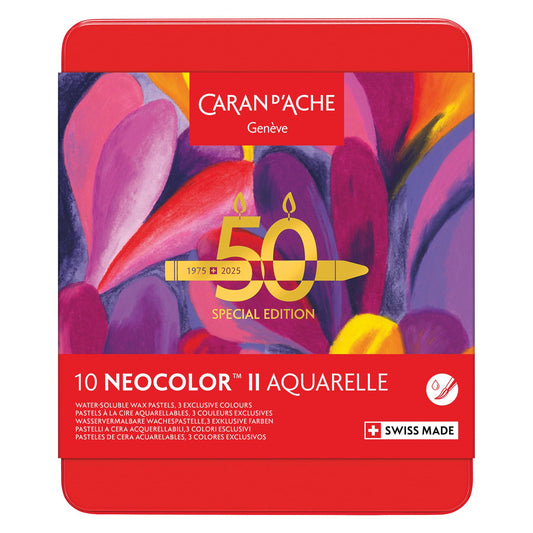 Caran d'Ache Box of 10 NEOCOLOR™ II Aquarelle Pastels 50 Years POP – Special Edition