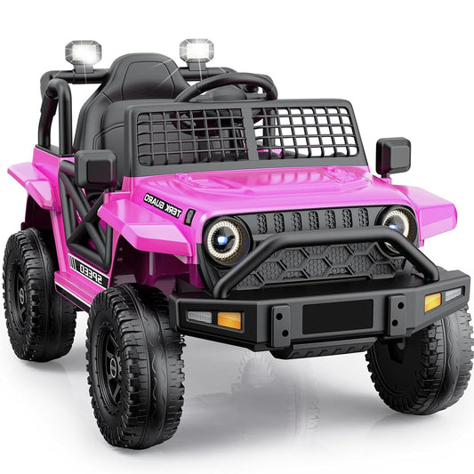 YunTopKids Ride on Car for Toddlers 1-3, 12V 7Ah Kids Electric Car with Parental Remote Control, Soft Start, Spring Suspension, Bluetooth Music, Ride on Toys Electric Vehicle for Boys Girls (Pink)