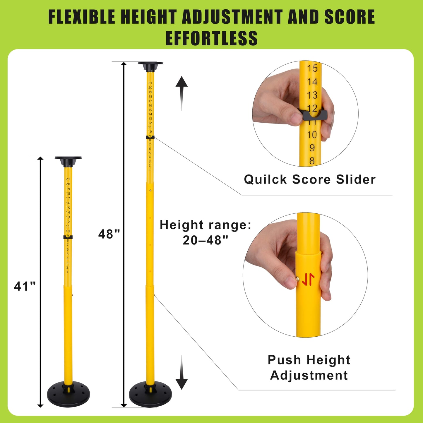 Teamaze Flying Disc Game Set with Height-Adjustable Poles & Score Tracker, Outdoor Bottle Toss Game for Beach, Lawn, Camping, Polish Horseshoes Set for Family & Friends Party Games