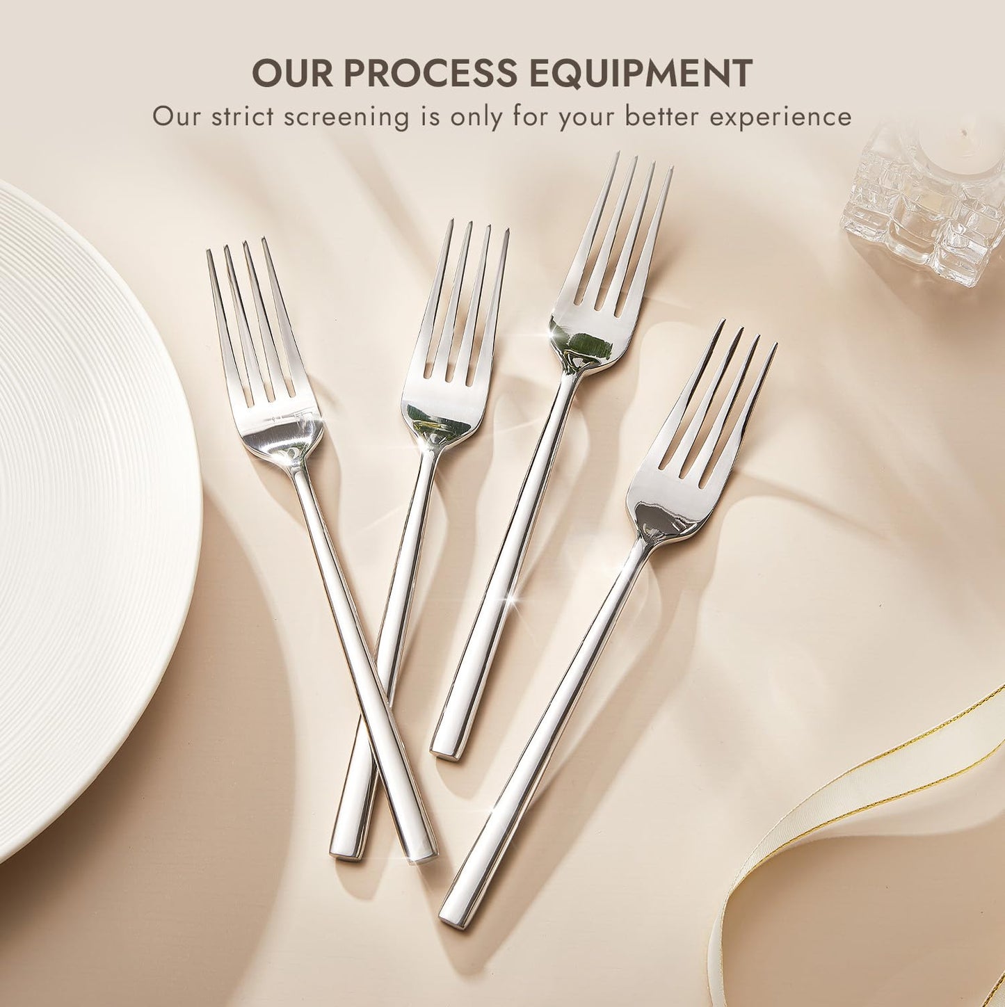 KINGSTONE Dinner Forks Set, 4-Piece Silverware Flatware Cutlery Dessert Forks (8.3-Inch), Forged Food-Grade Stainless Steel, Mirror Finish & Dishwasher Safe, Use for Kitchen, Home, Wedding, Party
