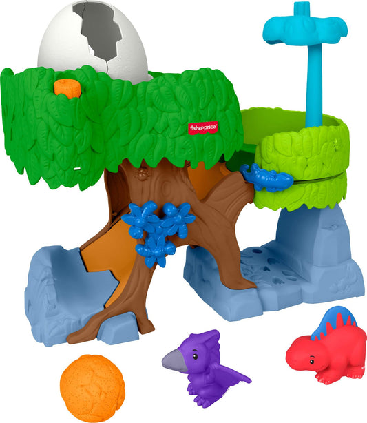 Fisher-Price Little People Toddler Toy Dinosaur Hatch & Slide Playset with 2 Figures for Preschool Pretend Play Kids Ages 1+ Years